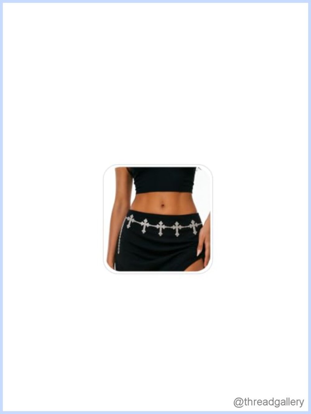 Silver Cross Pendant Waist Chain Belt 35in Link Body Jewelry for Women